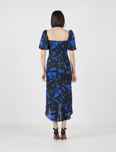 Shop Bcbgmaxazria Eliseo Puff Sleeve Dress In Mazarine Blue/black Multi