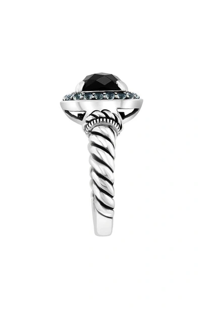 Effy Sterling Silver White Topaz Halo Onyx Ring In Black