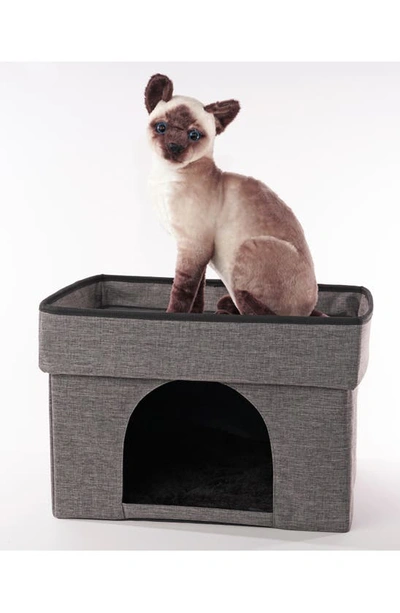 Shop Precious Tails Rectangular 2-tier Collapsible Pet Cat Cave Bed In Charcoal