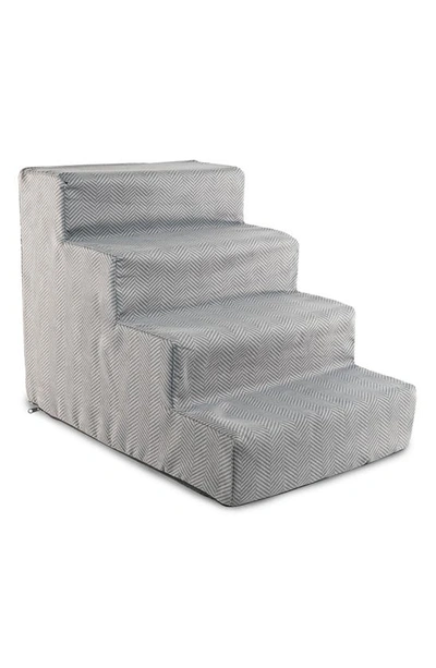 Shop Precious Tails Herringbone High Density Foam 4 Steps Pet Dog Stairs In Gray