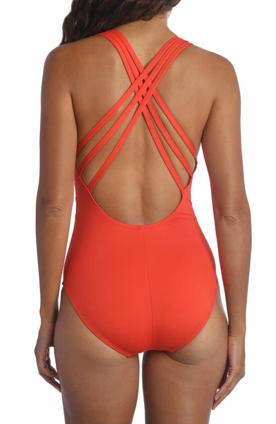 Shop La Blanca Cross Back One-piece Swimsuit In Paprika