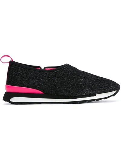 Hogan Rebel Glittered Wool Blend Slip-on Sneakers In Black