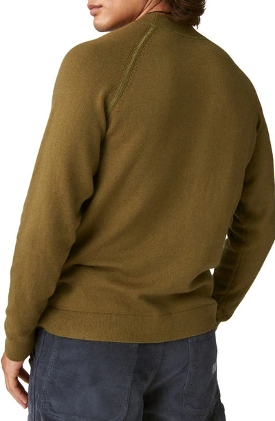 Shop Lucky Brand Cloud Soft Stripe Raglan Sweater In Dark Olive Combo