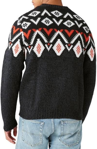 Shop Lucky Brand Fair Isle Cotton Sweater In Black Multy