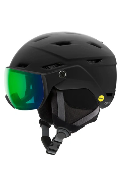Shop Smith Survey Snow Helmet With Mips In Matte Black / Chromapop Green