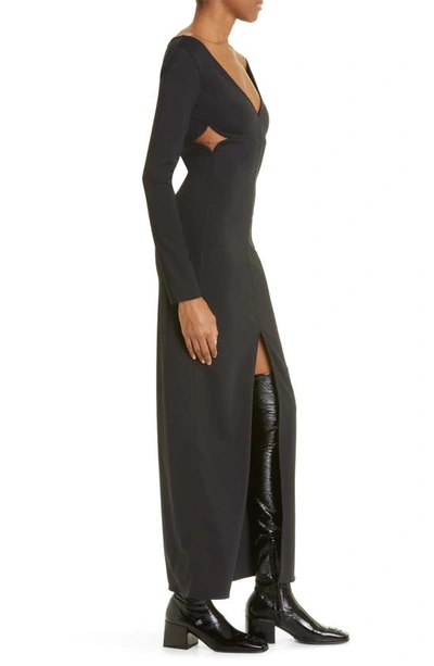 Shop Courrèges Swallow Cutout Long Sleeve Dress In Black