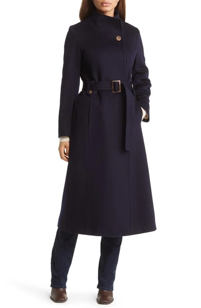 Fleurette Hudson Belted Long Wool Coat In Midnight | ModeSens