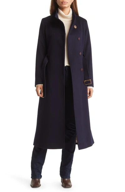 Shop Fleurette Hudson Belted Long Wool Coat In Midnight