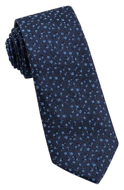 Shop Wrk Mini Floral Silk Tie In Navy
