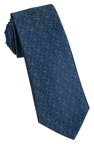 Shop Wrk W.r.k Textured Silk Tie In Blue