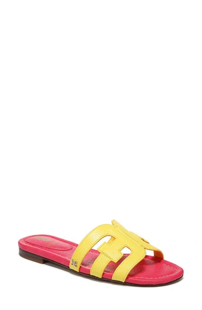 Shop Sam Edelman Bay Cutout Slide Sandal In Mimosa Yellow/ Ultra Fuchsia