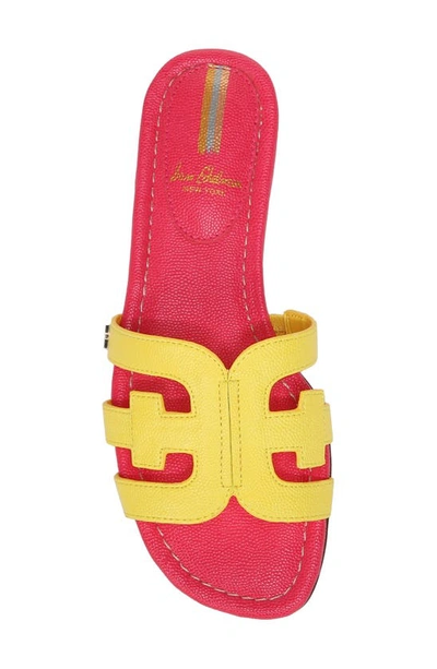 Shop Sam Edelman Bay Cutout Slide Sandal In Mimosa Yellow/ Ultra Fuchsia