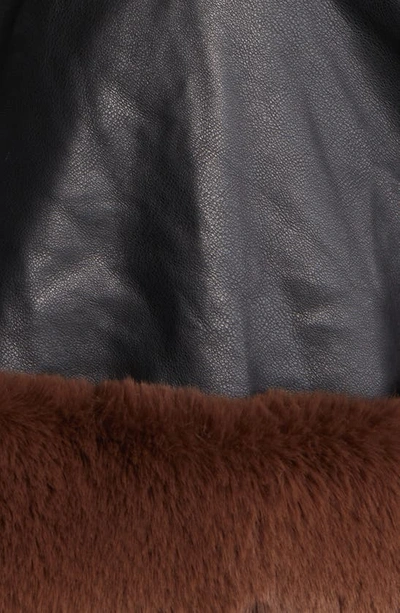 Azalea Wang Faux Leather & Faux Fur Belted Coat In Black