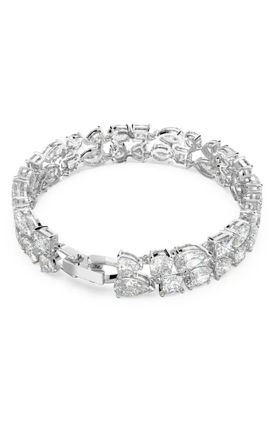 Shop Swarovski Deluxe Mixed Tennis Bracelet In Silver / Clear Crystal