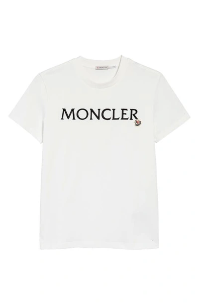 Shop Moncler Logo Embroidered T-shirt In White