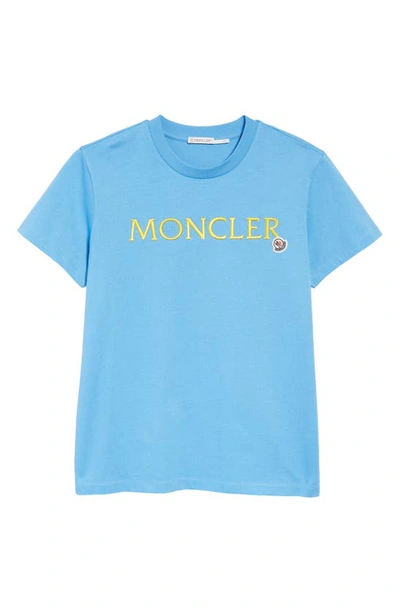 Shop Moncler Logo Embroidered T-shirt In Blue