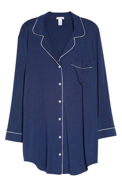 Shop Eberjey Gisele Jersey Knit Sleep Shirt In Blue