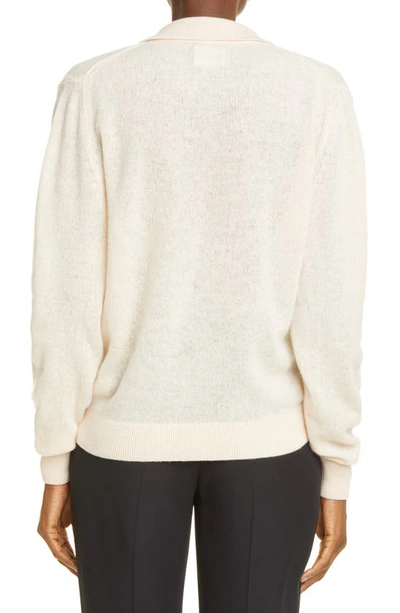 Shop Khaite Jo Stretch Cashmere Polo Sweater In Custard