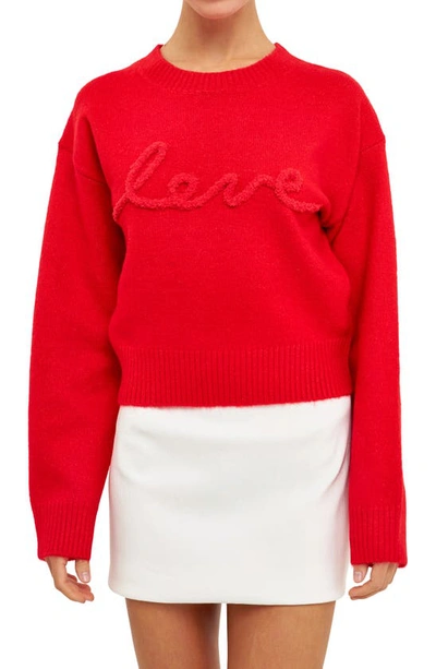 Shop Endless Rose Love Chenille Sweater In Red