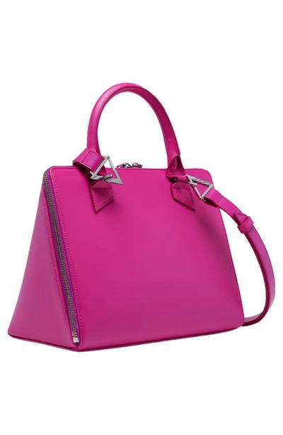 Shop Attico Monday Leather Top Handle Bag In Fuchsia