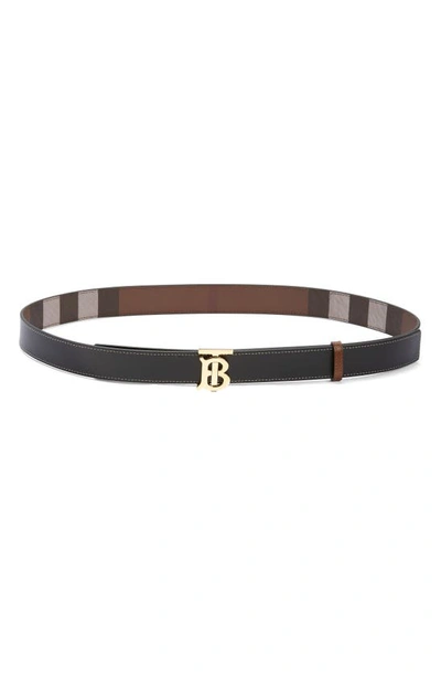 Shop Burberry Reversible Monogram Belt In Dark Birch Brown