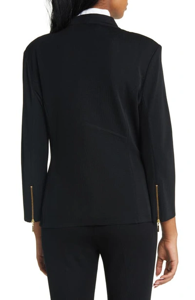 Ming Wang Faux Double Breasted Knit Blazer In Black