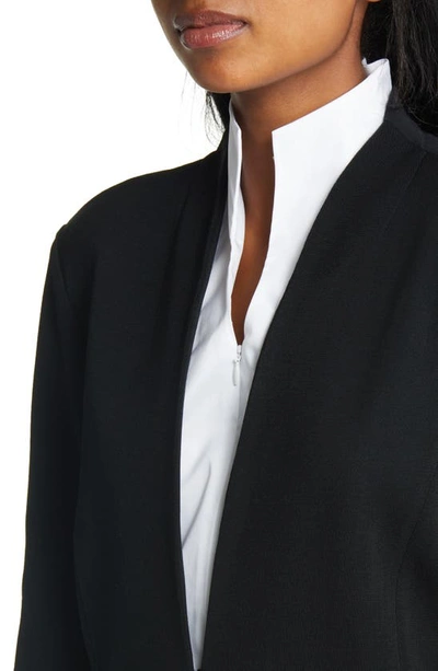 Ming Wang Faux Double Breasted Knit Blazer In Black