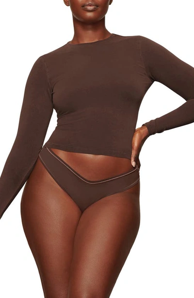 Shop Skims New Vintage Crop Long Sleeve T-shirt In Cocoa