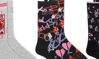 Shop K. Bell Socks K Bell Socks 3-pack Rebel Queen Assorted Crew Socks In Bast