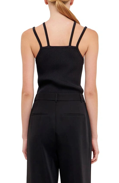 Endless Rose Cross Strap Rib Tank In Black