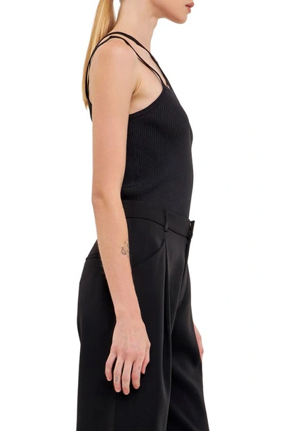 Endless Rose Cross Strap Rib Tank In Black