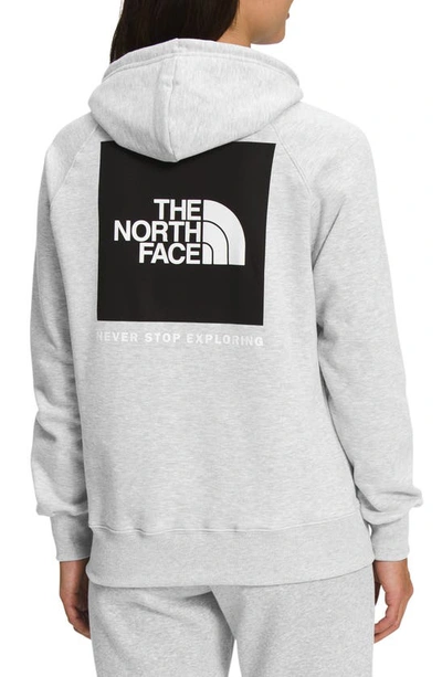Shop The North Face Nse Box Logo Graphic Hoodie In Light Grey Heather/ Black