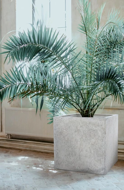 Renwil Alona Stoneware Cube Planter In Beige Taupe