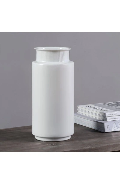 Renwil Zena Glazed Porcelain Vase In Glazed Matte Off-white Finish