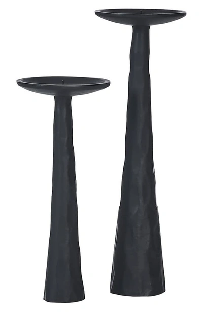 Shop Renwil Tilde Set Of 2 Pillar Candle Holders In Matte Black