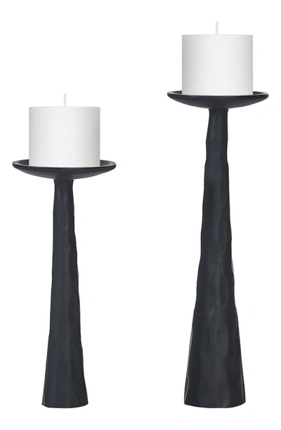 Shop Renwil Tilde Set Of 2 Pillar Candle Holders In Matte Black