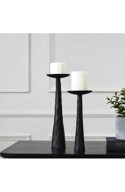 Shop Renwil Tilde Set Of 2 Pillar Candle Holders In Matte Black