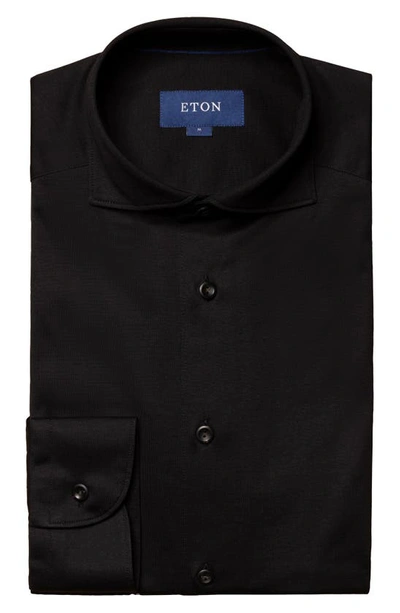 Shop Eton Contemporary Fit Cotton Jersey Shirt In Black