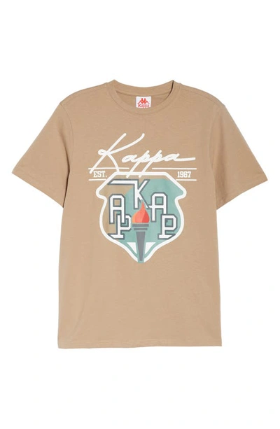 Kappa Authentic Bergen Cotton Graphic Tee In Brown-black-green-white
