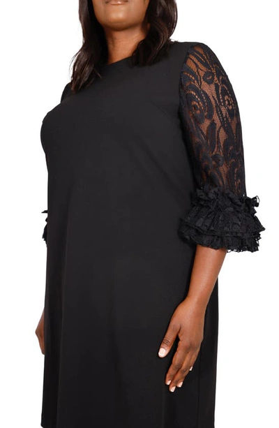 Shop Maree Pour Toi Ruffle Lace Sleeve Dress In Black