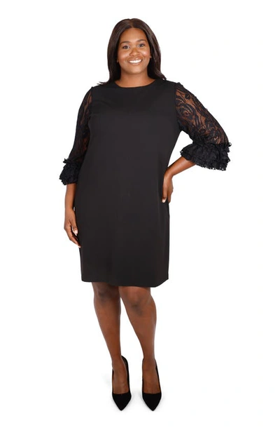 Shop Maree Pour Toi Ruffle Lace Sleeve Dress In Black