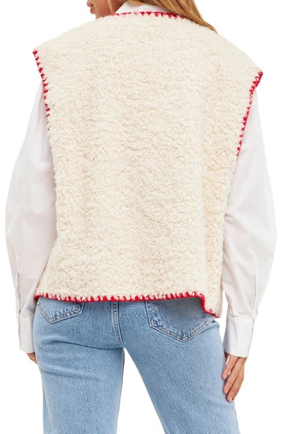Shop English Factory Premium Faux Shearling Vest In Ivory