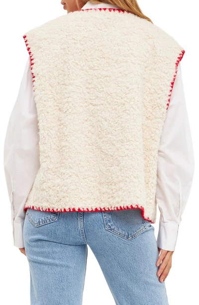 English Factory Faux Shearling Vest In Ivory