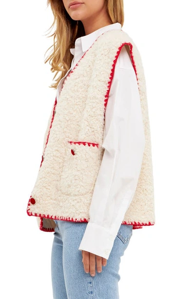 English Factory Faux Shearling Vest In Ivory