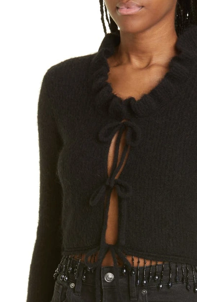 Shop Ganni Alpaca & Wool Blend Bolero Cardigan In Black