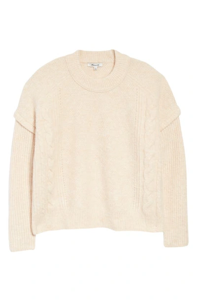 Shop Madewell Havener Cable Pullover Sweater In Heather Powder