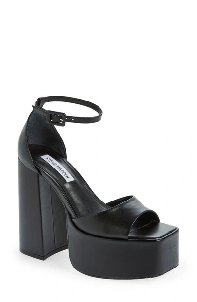 Shop Steve Madden Kassiani Ankle Strap Platform Sandal In Black Leather