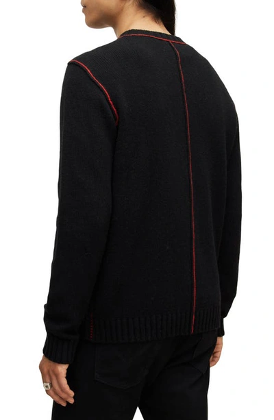 Shop John Varvatos Wythe Off Kilter Peace Sign Lambswool Blend Mock Neck Sweater In Black