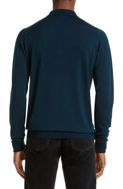 Shop John Smedley Cotswold Wool Polo Sweater In Orion Green