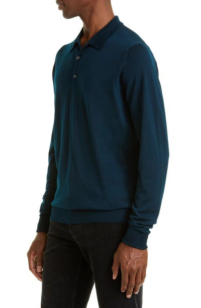 Shop John Smedley Cotswold Wool Polo Sweater In Orion Green